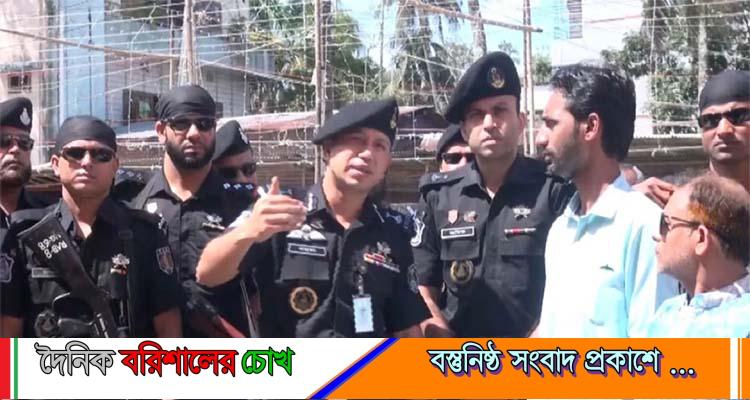 বরিশালে পূজা মন্ডপ পরিদর্শন র‍্যাবের
