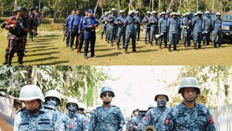 ​বেতাগীতে নৌবাহিনীর নেতৃত্বে যৌথ বাহিনীর টহল ও মহড়া