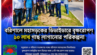 বরিশালে মহাসড়কের ডিভাইডারে বৃক্ষরোপণ, ১০ লাখ গাছ লাগানোর পরিকল্পনা