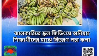 ঝালকাঠিতে স্কুল ফিডিংয়ে অনিয়ম, শিক্ষার্থীদের মাঝে বিতরণ পচা কলা