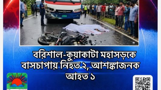 বরিশাল-কুয়াকাটা মহাসড়কে বাসচাপায় নিহত ২, আশঙ্কাজনক আহত ১