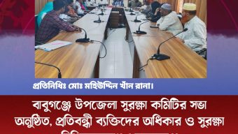 বাবুগঞ্জে উপজেলা সুরক্ষা কমিটির সভা অনুষ্ঠিত, প্রতিবন্ধী ব্যক্তিদের অধিকার ও সুরক্ষা নিশ্চিতকরণে গুরুত্বারোপ