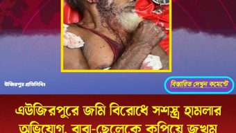 উজিরপুরে জমি বিরোধে সশস্ত্র হামলার অভিযোগ, বাবা-ছেলেকে কুপিয়ে জখম